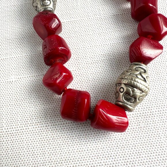 Red Bamboo Coral Bead Necklace - Picture 7 of 16